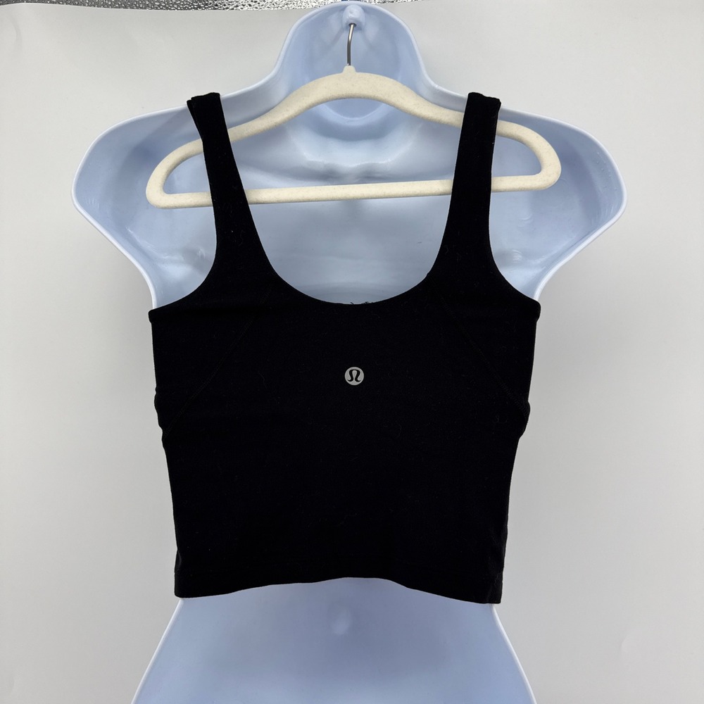 Lululemon Black Align Tank Top Nulu Light Support Built In Bra Size 2 LW1DTMS - Picture 2 of 6